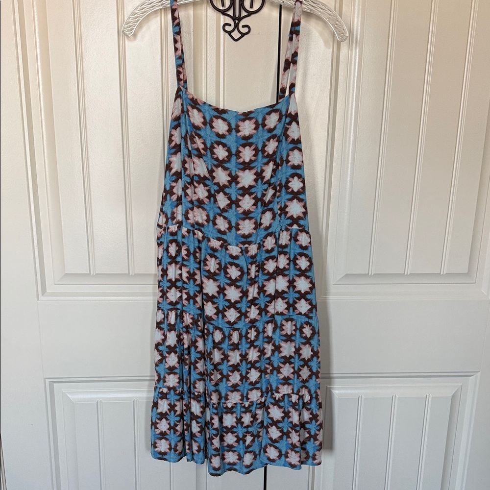 LOFT Blue and Brown Floral Mini Dress